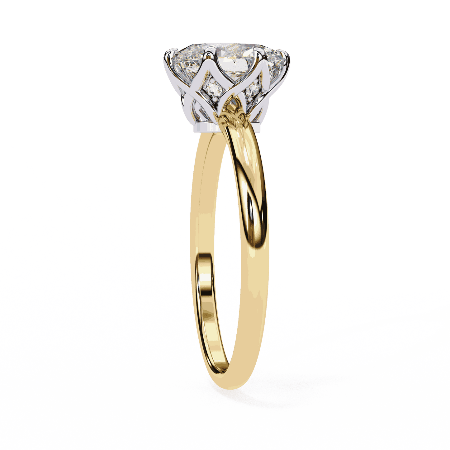 Oval Cut Lab Grown Diamond Solitaire Engagement Ring with Tulip Basket
