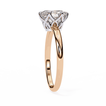 Oval Cut Lab Grown Diamond Solitaire Engagement Ring with Tulip Basket