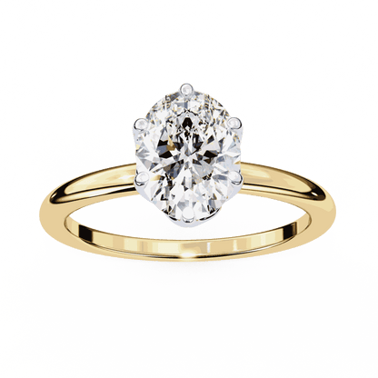 Oval Cut Lab Grown Diamond Solitaire Engagement Ring with Tulip Basket