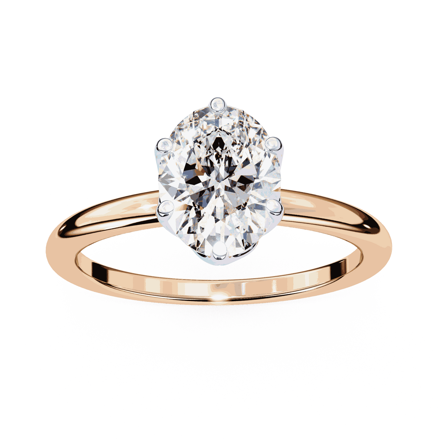 Oval Cut Lab Grown Diamond Solitaire Engagement Ring with Tulip Basket
