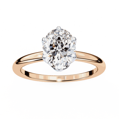 Oval Cut Lab Grown Diamond Solitaire Engagement Ring with Tulip Basket