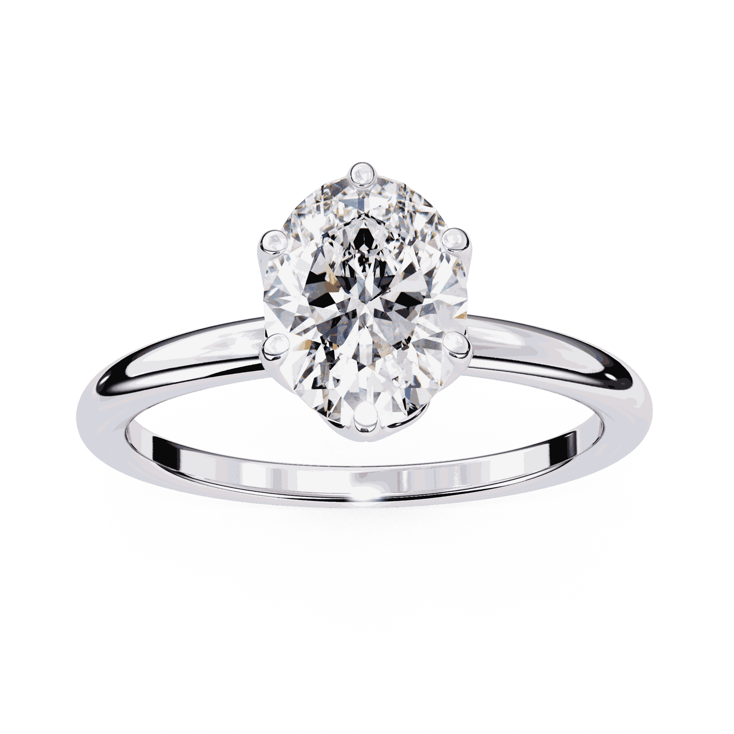 Oval Cut Lab Grown Diamond Solitaire Engagement Ring with Tulip Basket