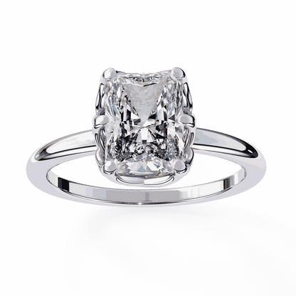 Radiant Cut Lab Grown Diamond Solitaire Engagement Ring with Criss-Cross Gallery and Hidden Accents