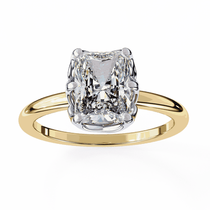 Radiant Cut Lab Grown Diamond Solitaire Engagement Ring with Criss-Cross Gallery and Hidden Accents