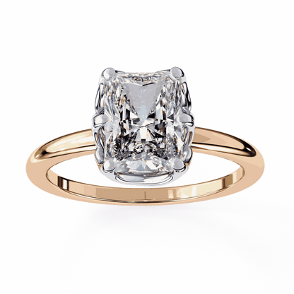 Radiant Cut Lab Grown Diamond Solitaire Engagement Ring with Criss-Cross Gallery and Hidden Accents