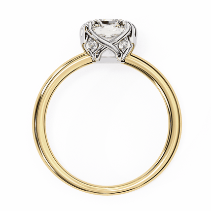 Radiant Cut Lab Grown Diamond Solitaire Engagement Ring with Criss-Cross Gallery and Hidden Accents