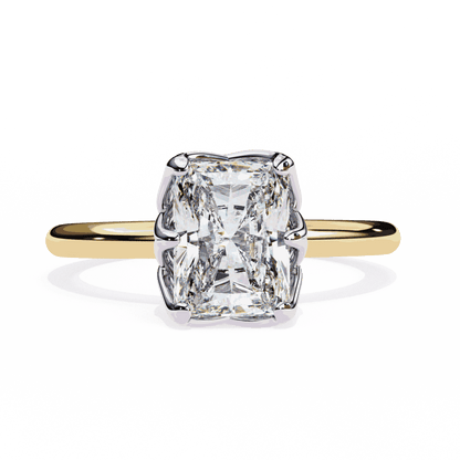 Radiant Cut Lab Grown Diamond Solitaire Engagement Ring with Criss-Cross Gallery and Hidden Accents