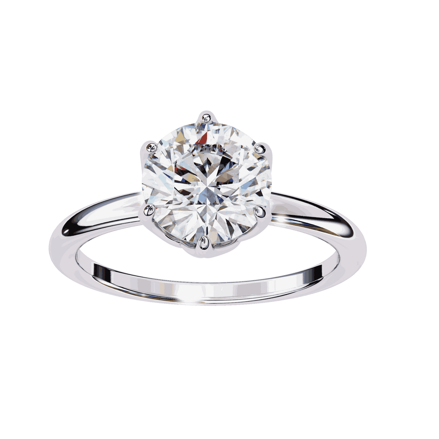 Round Cut Lab Grown Diamond Solitaire Engagement Ring with Tulip Gallery and Hidden Accents