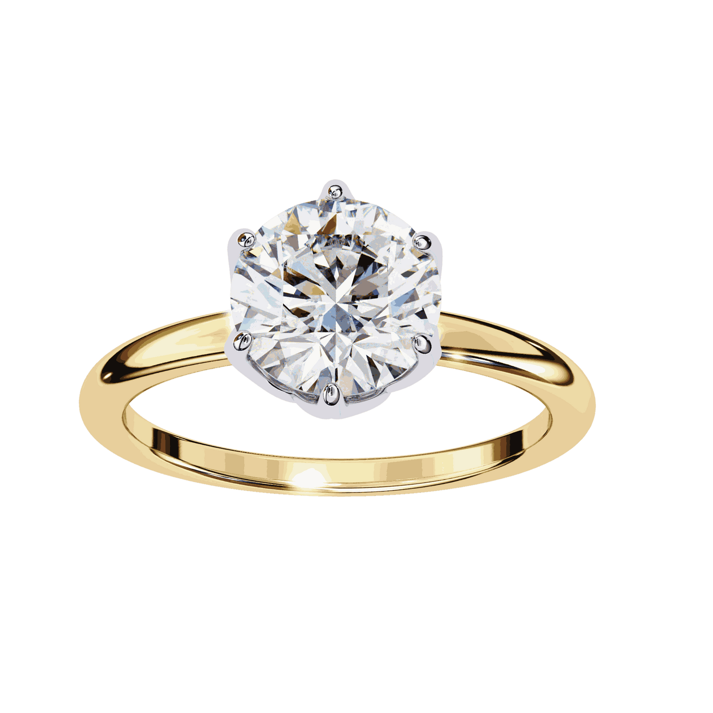 Round Cut Lab Grown Diamond Solitaire Engagement Ring with Tulip Gallery and Hidden Accents