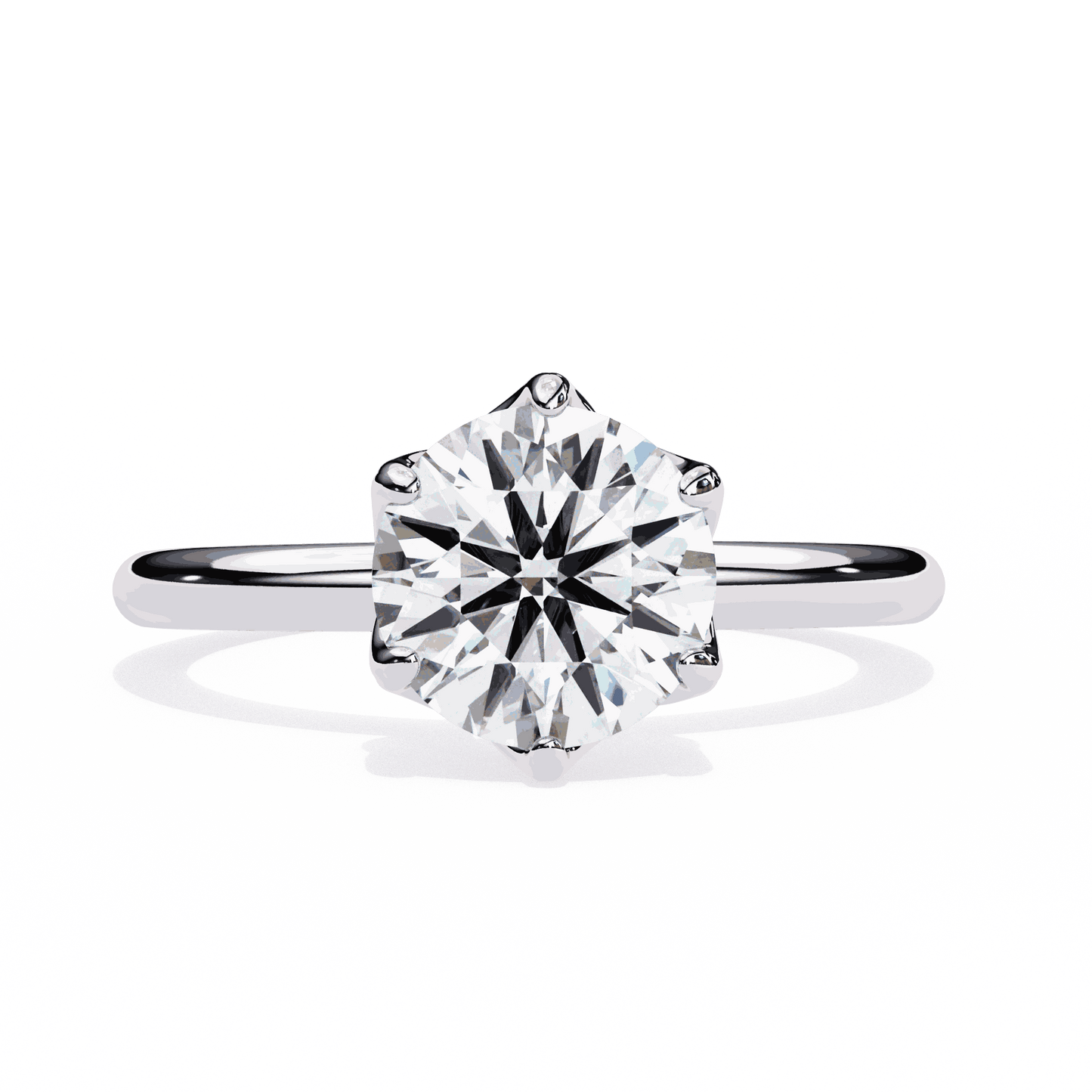 Round Cut Lab Grown Diamond Solitaire Engagement Ring with Tulip Gallery and Hidden Accents