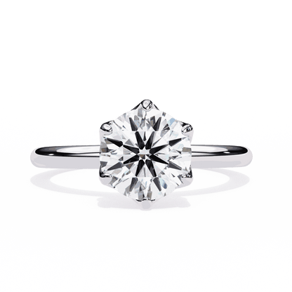 Round Cut Lab Grown Diamond Solitaire Engagement Ring with Tulip Gallery and Hidden Accents