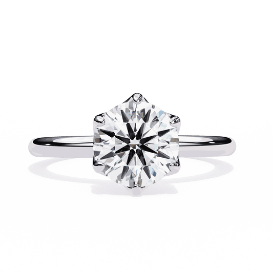 Round Cut Lab Grown Diamond Solitaire Engagement Ring with Tulip Gallery and Hidden Accents