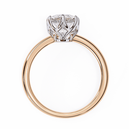 Pear Cut Lab Grown Diamond Solitaire Engagement Ring with Tulip Gallery and Hidden Accents