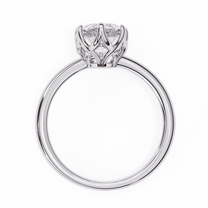 Pear Cut Lab Grown Diamond Solitaire Engagement Ring with Tulip Gallery and Hidden Accents
