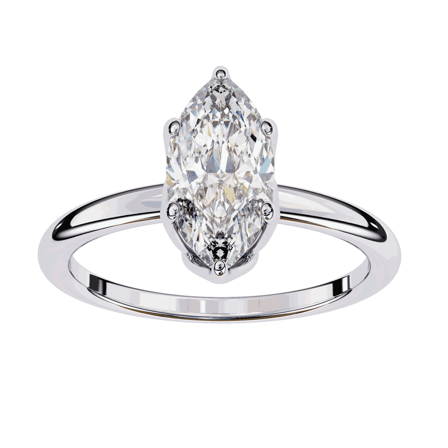 Marquise Cut Lab Grown Diamond Solitaire Engagement Ring with Tulip Gallery and Hidden Accents