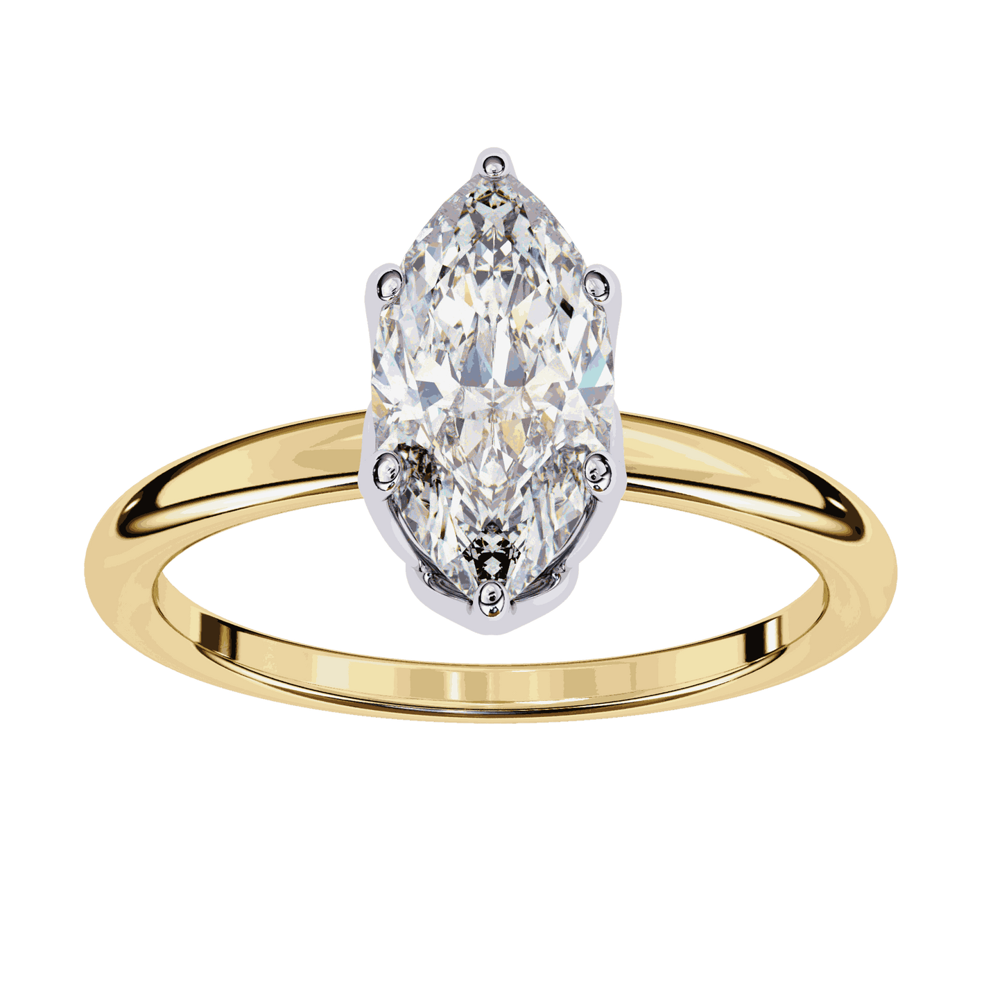 Marquise Cut Lab Grown Diamond Solitaire Engagement Ring with Tulip Gallery and Hidden Accents
