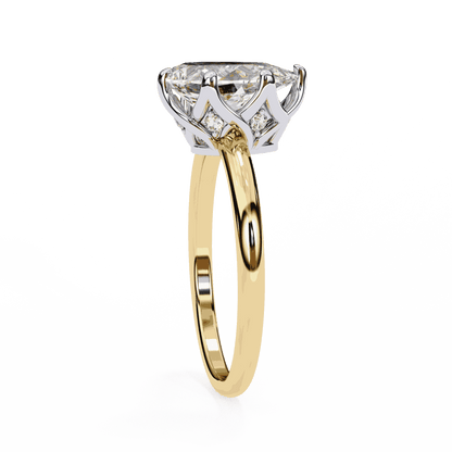 Marquise Cut Lab Grown Diamond Solitaire Engagement Ring with Tulip Gallery and Hidden Accents