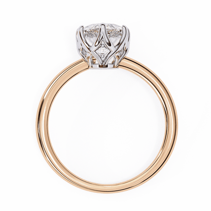 Marquise Cut Lab Grown Diamond Solitaire Engagement Ring with Tulip Gallery and Hidden Accents