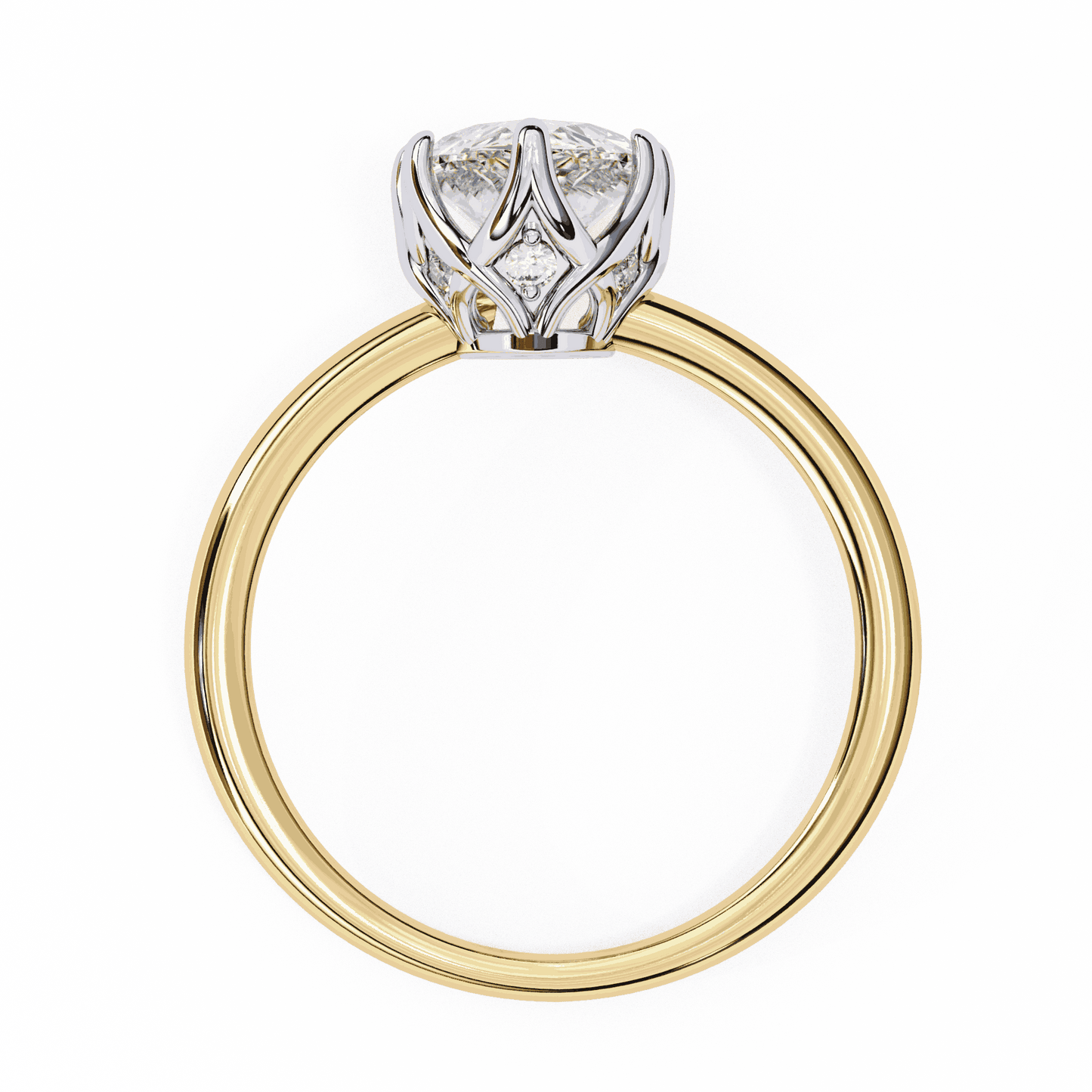 Marquise Cut Lab Grown Diamond Solitaire Engagement Ring with Tulip Gallery and Hidden Accents