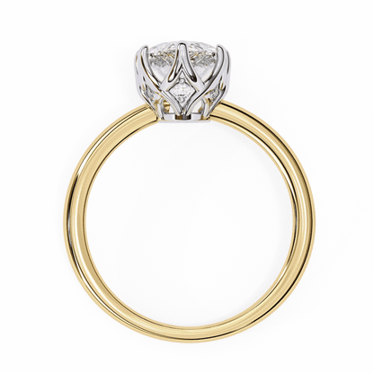 Marquise Cut Lab Grown Diamond Solitaire Engagement Ring with Tulip Gallery and Hidden Accents