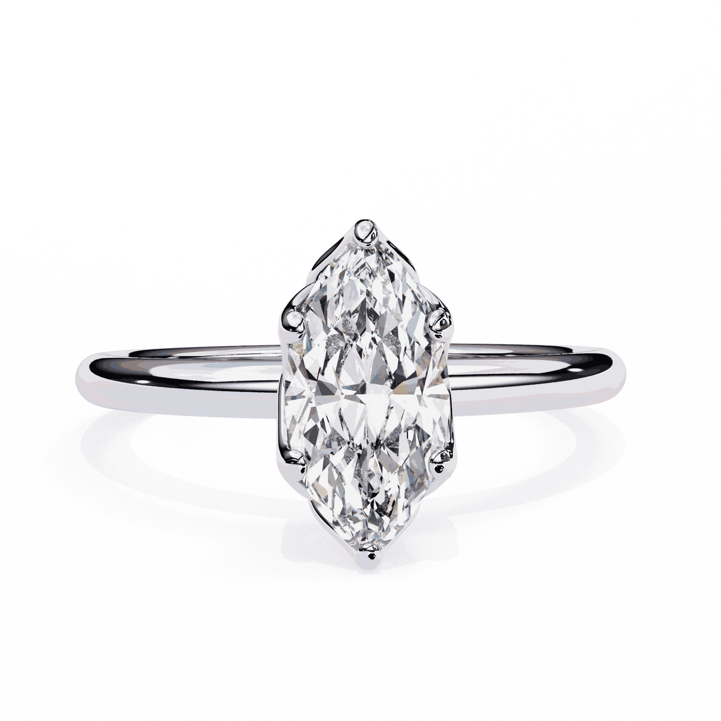 Marquise Cut Lab Grown Diamond Solitaire Engagement Ring with Tulip Gallery and Hidden Accents