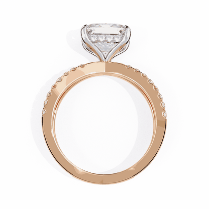 Princess Cut Lab Grown Diamond Hidden Halo Engagement Ring with Pavé X Crossover Band