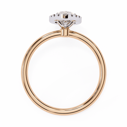 Marquise Cut Lab Grown Diamond Halo Engagement Ring with Plain Band and V-Prong Setting