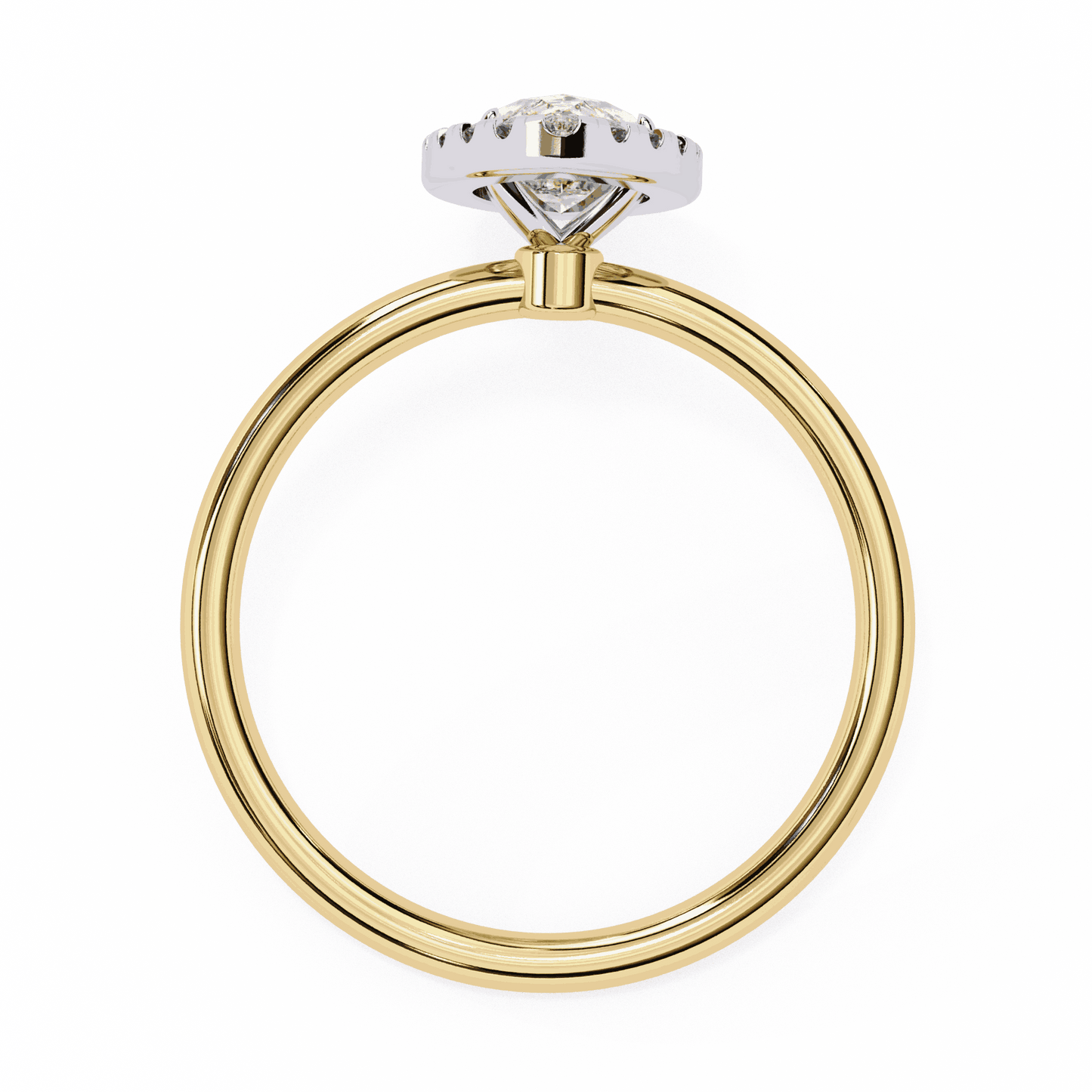 Marquise Cut Lab Grown Diamond Halo Engagement Ring with Plain Band and V-Prong Setting