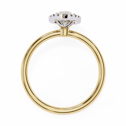Marquise Cut Lab Grown Diamond Halo Engagement Ring with Plain Band and V-Prong Setting