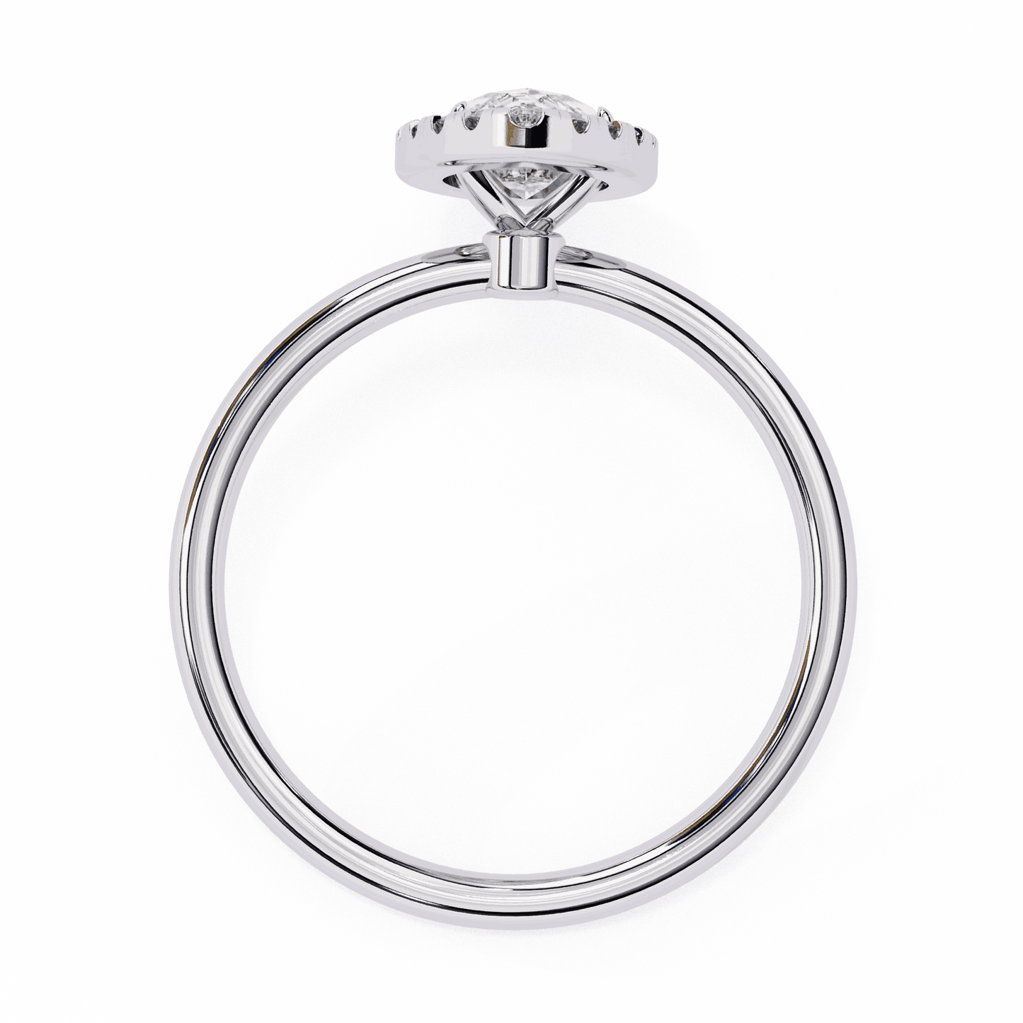 Marquise Cut Lab Grown Diamond Halo Engagement Ring with Plain Band and V-Prong Setting