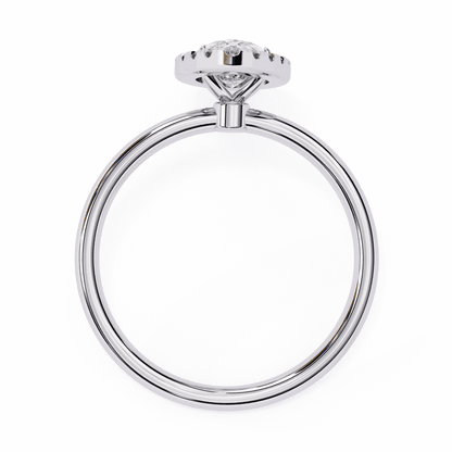 Marquise Cut Lab Grown Diamond Halo Engagement Ring with Plain Band and V-Prong Setting