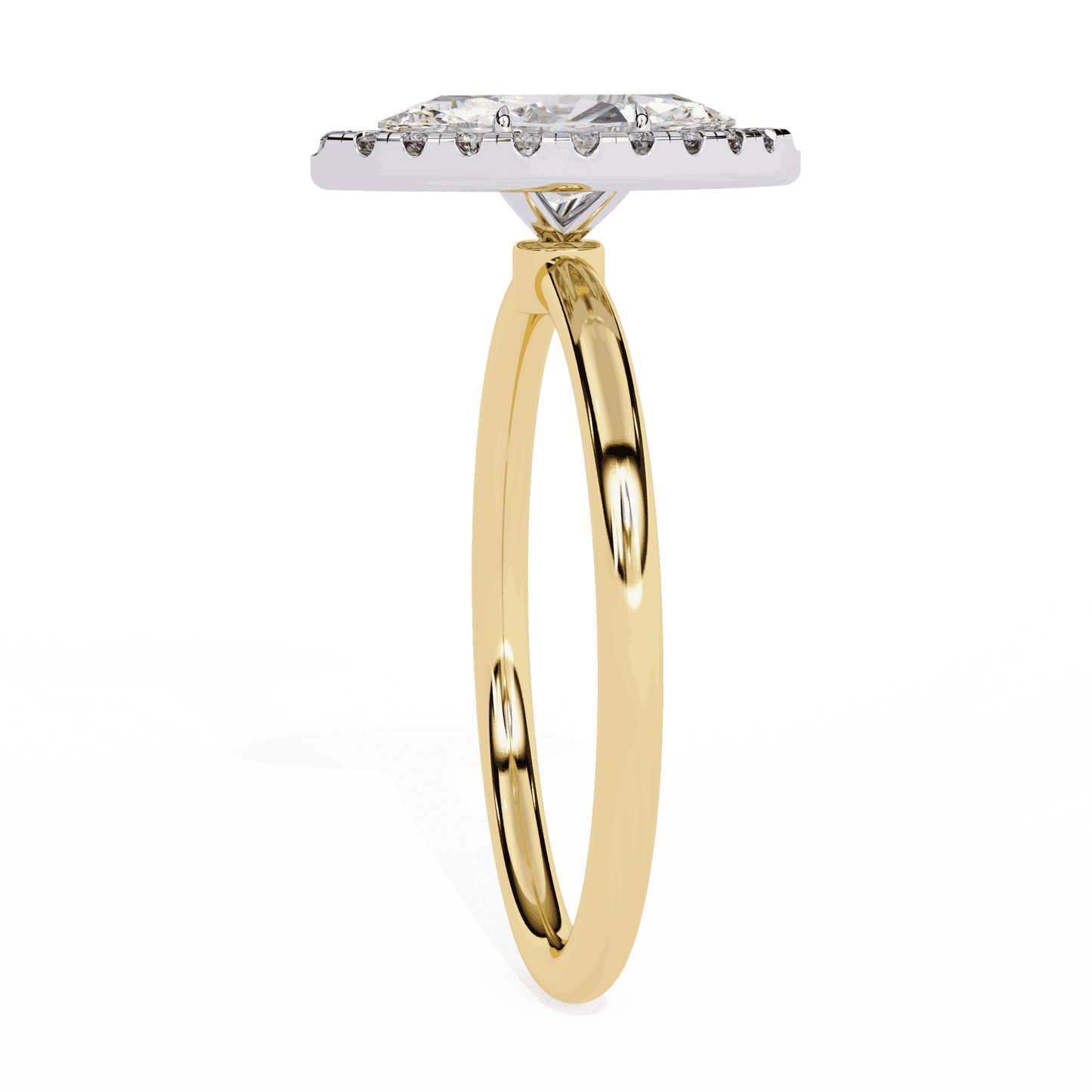 Marquise Cut Lab Grown Diamond Halo Engagement Ring with Plain Band and V-Prong Setting