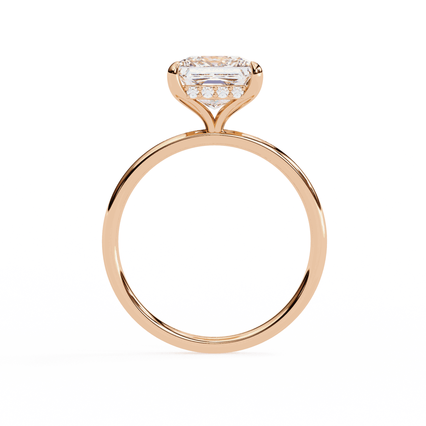 Princess Cut Lab Grown Diamond Solitaire Engagement Ring with Hidden Halo