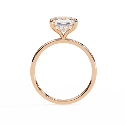 Princess Cut Lab Grown Diamond Solitaire Engagement Ring with Hidden Halo
