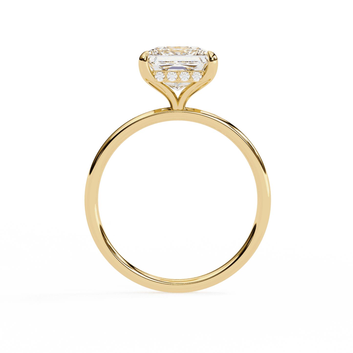 Princess Cut Lab Grown Diamond Solitaire Engagement Ring with Hidden Halo