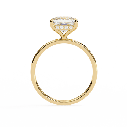 Princess Cut Lab Grown Diamond Solitaire Engagement Ring with Hidden Halo