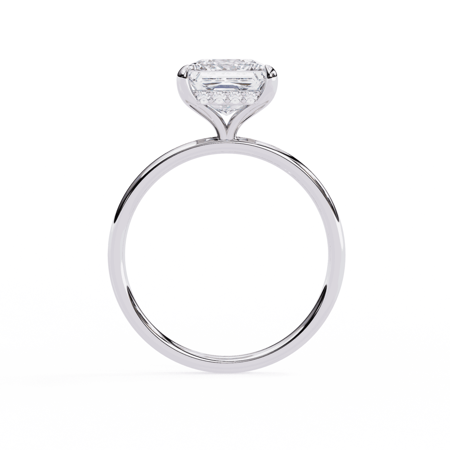 Princess Cut Lab Grown Diamond Solitaire Engagement Ring with Hidden Halo