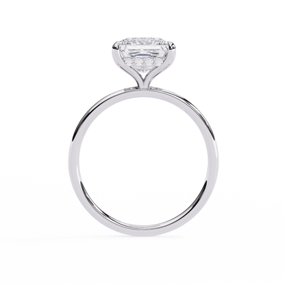 Princess Cut Lab Grown Diamond Solitaire Engagement Ring with Hidden Halo
