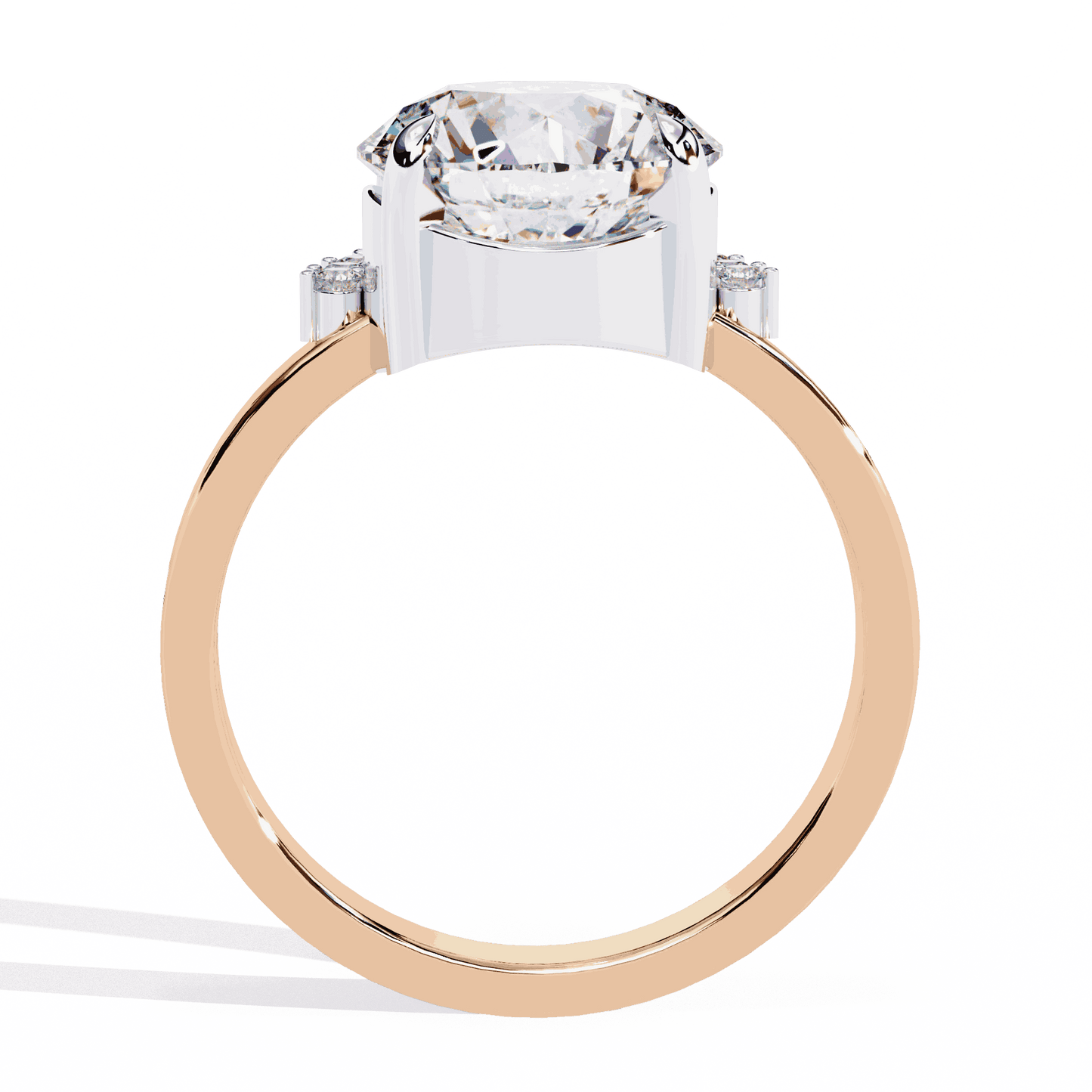 Round Cut Lab Grown Diamond Halo Engagement Ring with Tiara Crown and Pear Apex