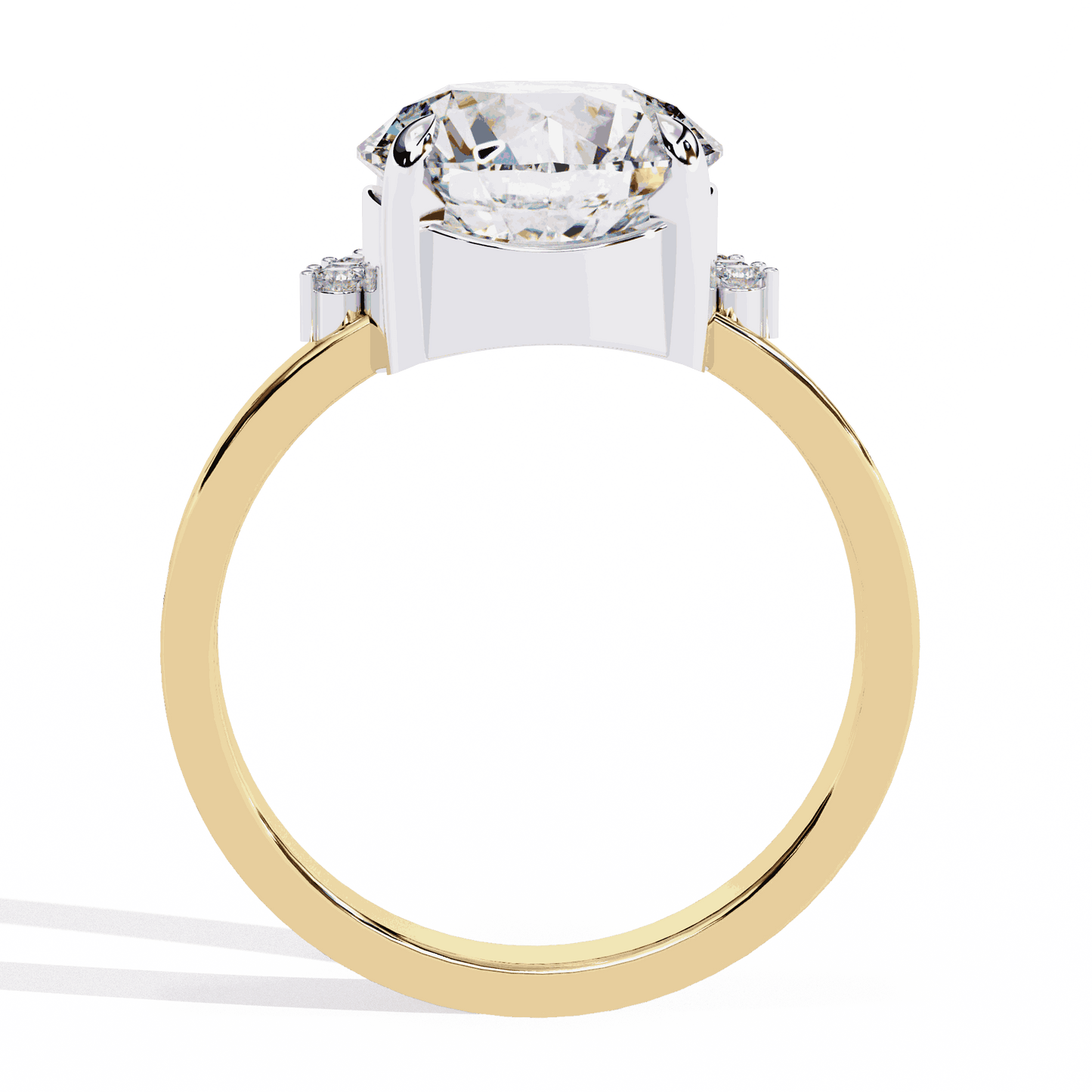 Round Cut Lab Grown Diamond Halo Engagement Ring with Tiara Crown and Pear Apex