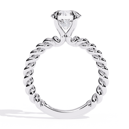 Round Cut Lab Grown Diamond Solitaire Engagement Ring with Twisted Rope Band