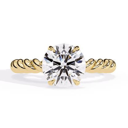 Round Cut Lab Grown Diamond Solitaire Engagement Ring with Twisted Rope Band