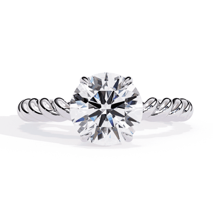 Round Cut Lab Grown Diamond Solitaire Engagement Ring with Twisted Rope Band