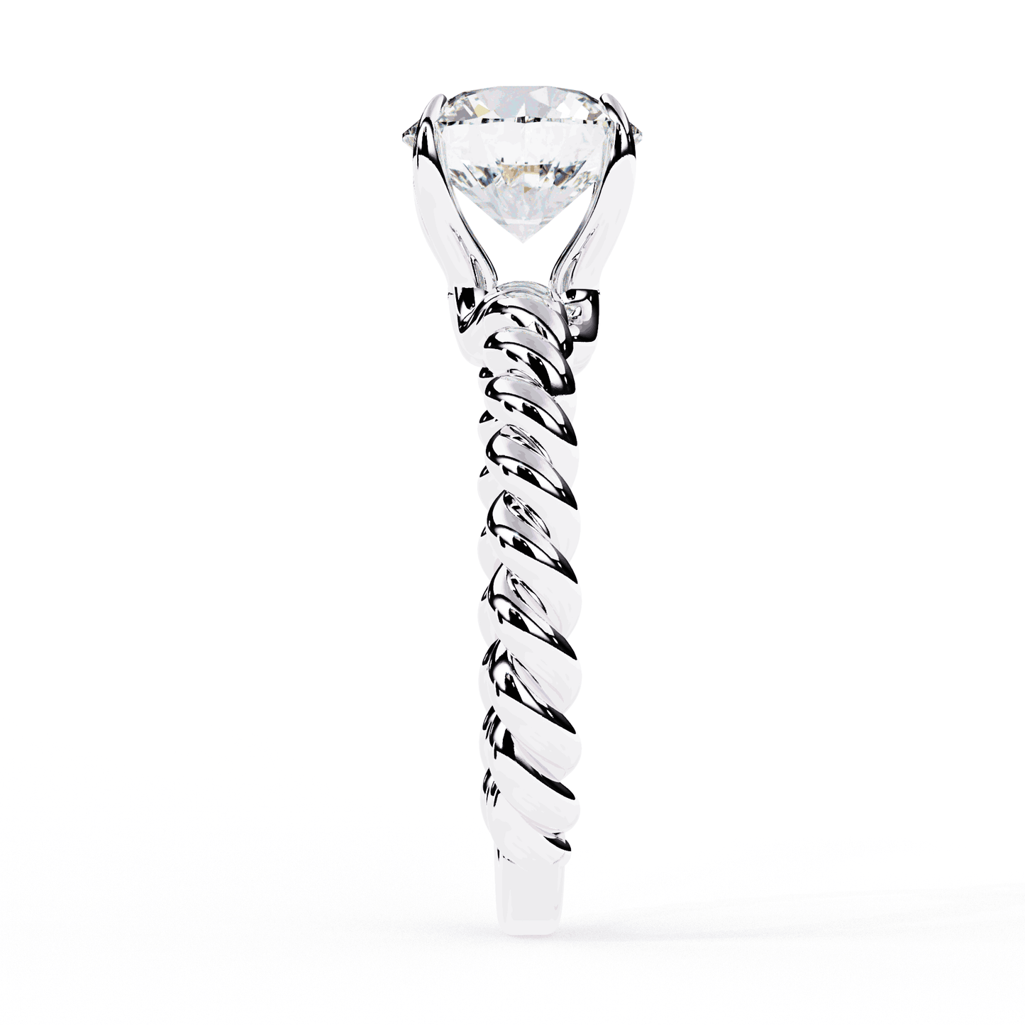 Round Cut Lab Grown Diamond Solitaire Engagement Ring with Twisted Rope Band