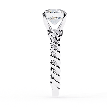 Round Cut Lab Grown Diamond Solitaire Engagement Ring with Twisted Rope Band