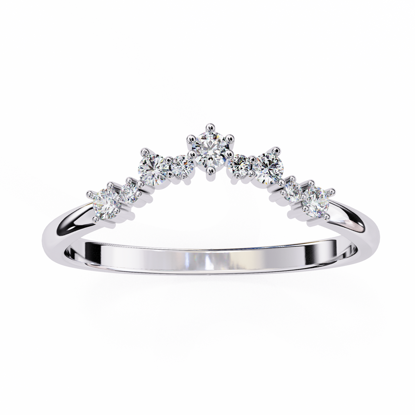 14K White Gold Round Cut Lab Grown Diamond Band