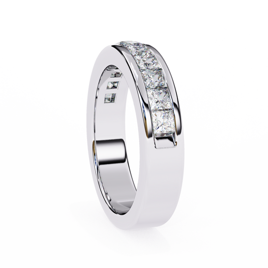 14K White Gold 3.54 Princess Cut Lab Grown Diamond Band