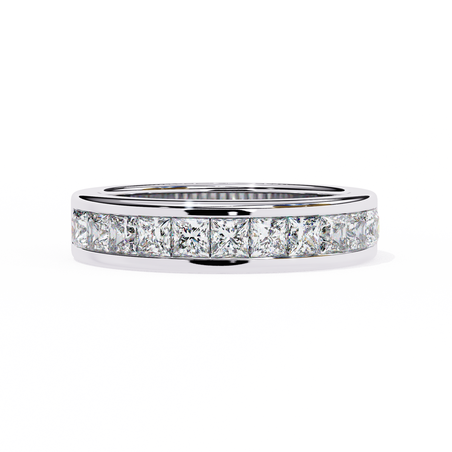 14K White Gold 3.54 Princess Cut Lab Grown Diamond Band