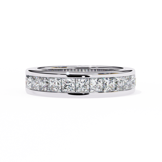 14K White Gold 3.54 Princess Cut Lab Grown Diamond Band