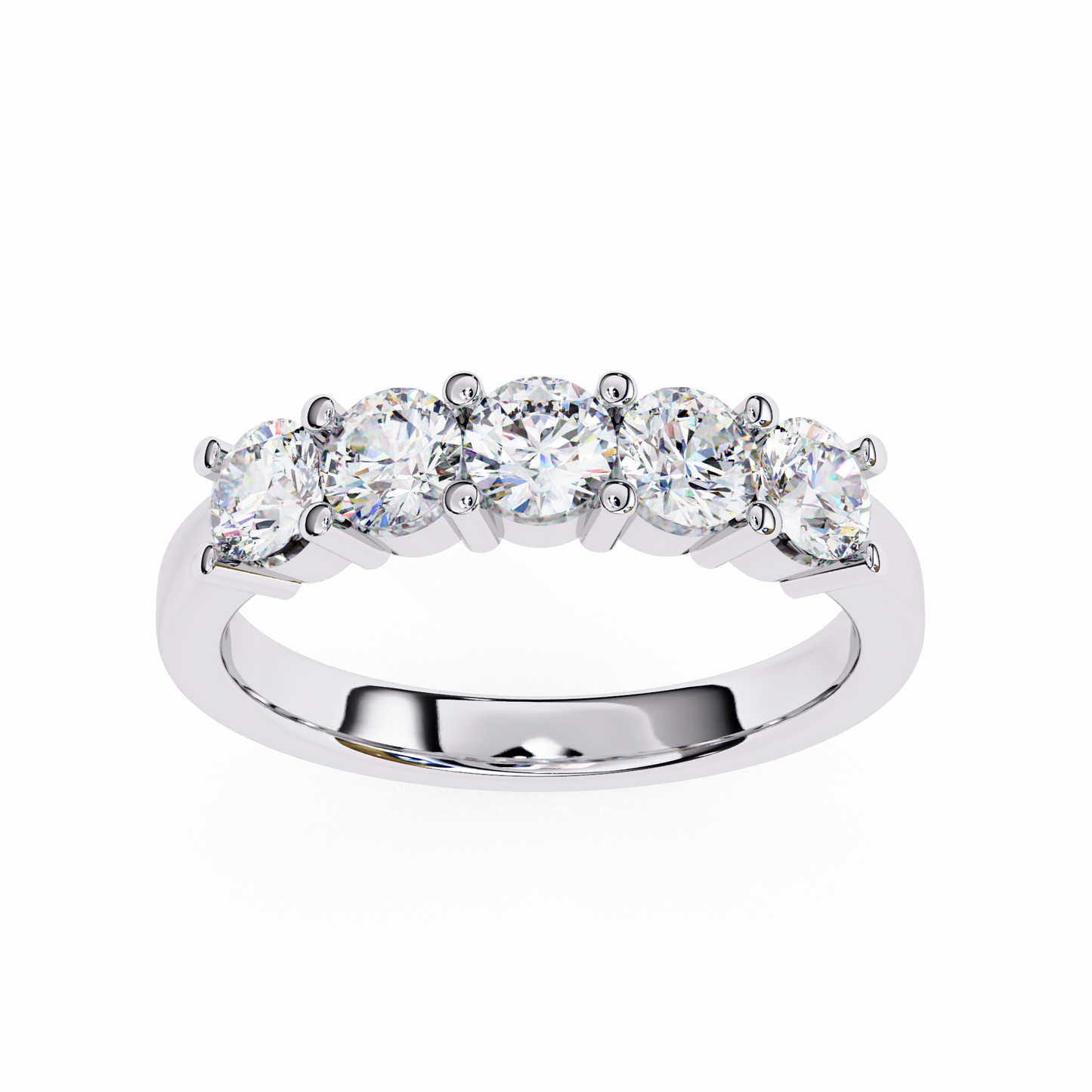 14K White Gold Round Lab Grown Diamond Band